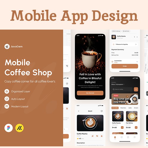 Coffee shop mobile app design