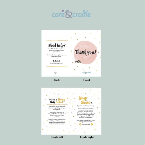 Thank you card for Baby Brand