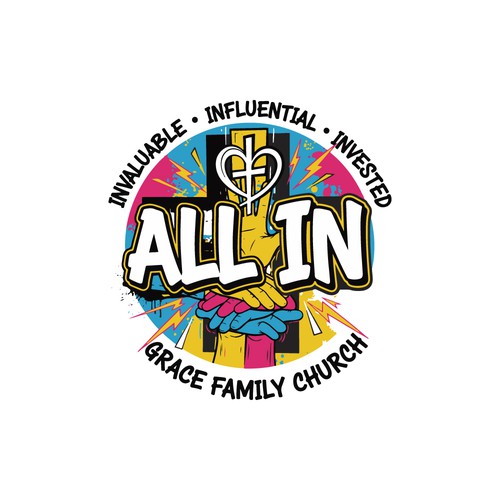 ALL IN Unity Emblem with Heart/Cross T-shirt Design for Grace Family Church