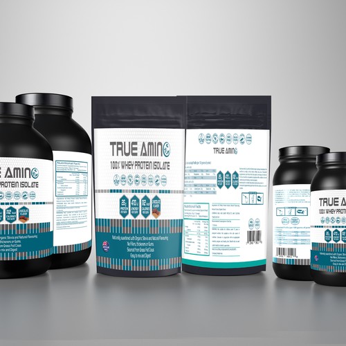 Create a logo and label for a new all natural whey protein supplement