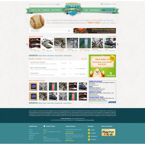 New website design wanted for UsedSports.com