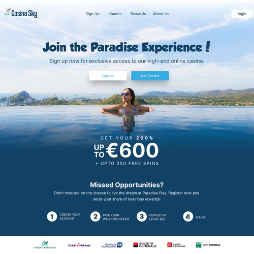 Casino Sky Landing Page Design