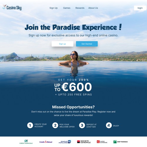 Casino Sky Landing Page Design