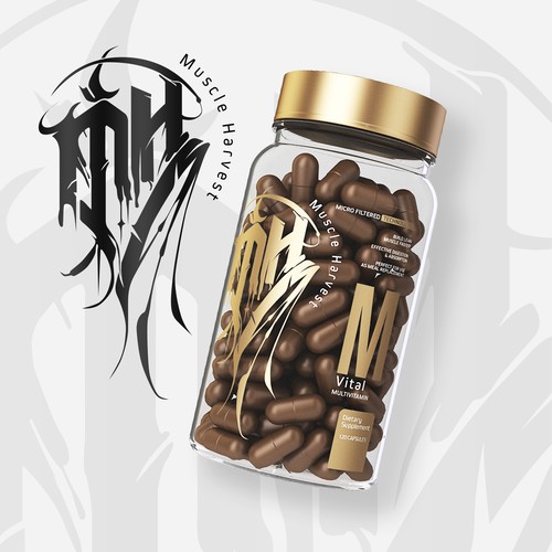 Luxury Brand Identity and "Labelless" Packaging Design for Muscle Harvest Supplements