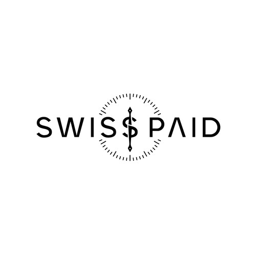 Wordmark logo concept with dollar mark for 'SwissPaid'