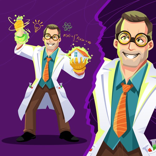 Mad Scientist Cartoon Character 