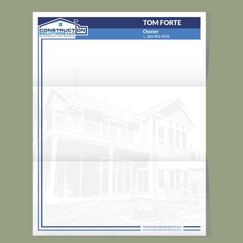Attractive non-traditional letterhead for a construction company