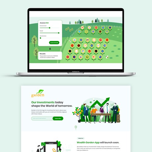 Illustration landing page for Wealth Garden