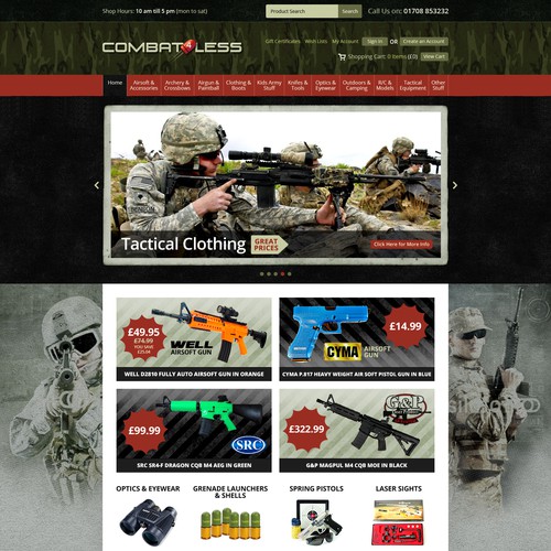 Ecommerce website for military/outdoor/airsoft/combat store