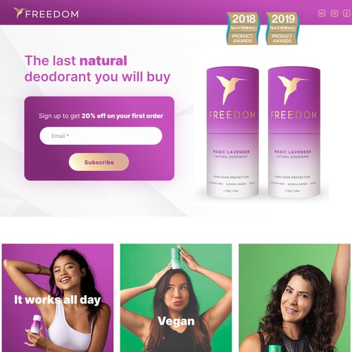 Landing Page Design - Freedom Deodorant