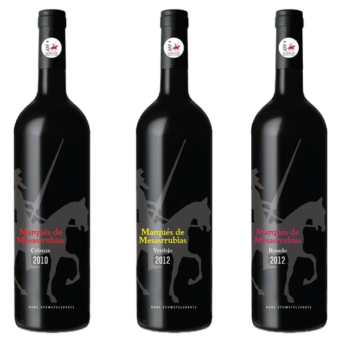 Erstellt Etiketten für eine spanische Bioweinserie