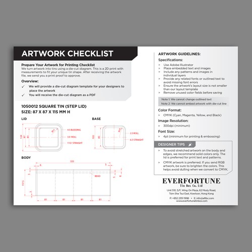 Artwork Checklist