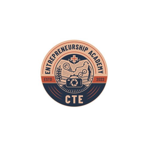 Industrial and retro logo for entrepreneurship program for teens in career tech education