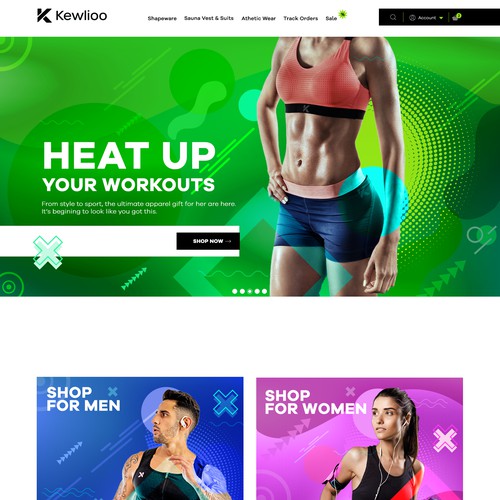 Kewlioo - A sporting clothes and gear shop home page