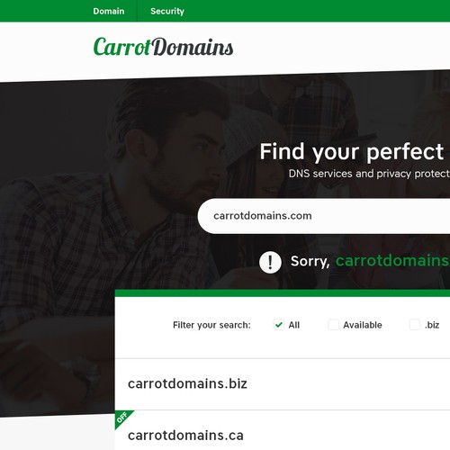 Web design for 'Carrot Domains'