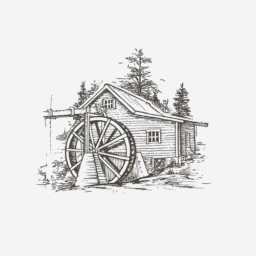 Hand-drawn illustration for BrassTown mill