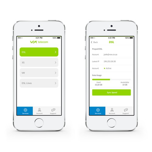 Mobile app for telecoms operator