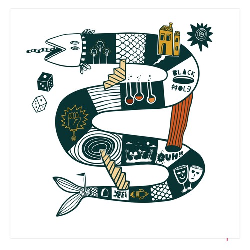 Title of the Artwork: "Labyrinth of Fate: The Serpent of Life’s Game"
