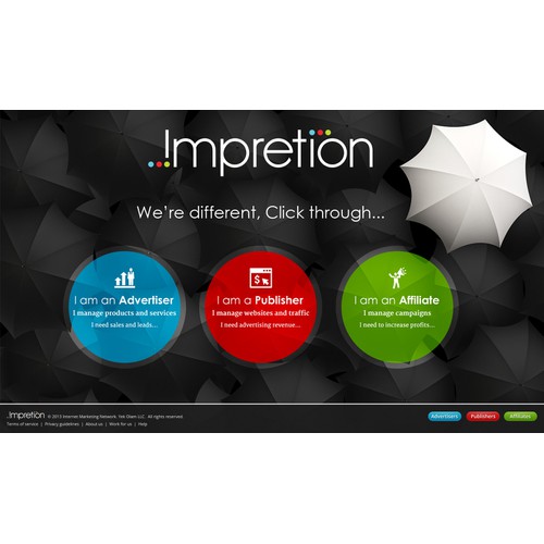 Landing Page for Impretion, Internet Marketing Network