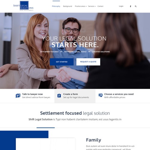 Website design for Shift legal solution