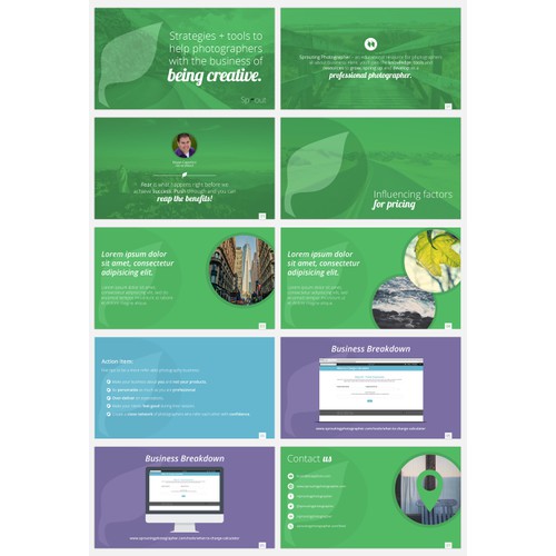 Create a template keynote presentation slide deck for photography education