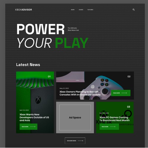 Xbox News Blog Website Design