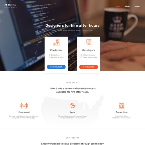 Hiring developers landing page