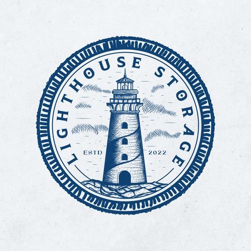 Vintage Lighthouse Coin Logo
