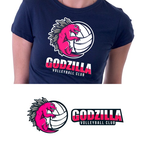 Create a logo for Godzilla Volleyball Club -- simple, professional and of course cute (but manacing)