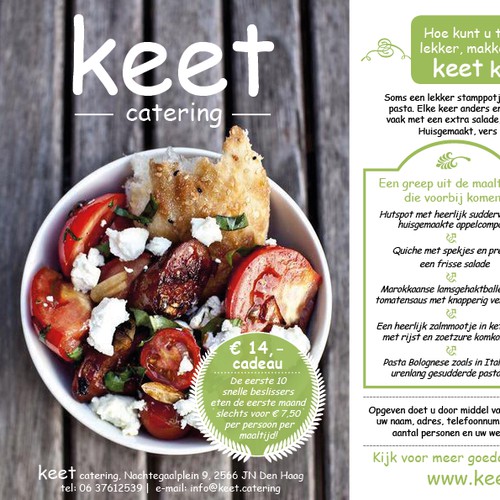 creëer een stoere flyer voor de maaltijdservice van KEET