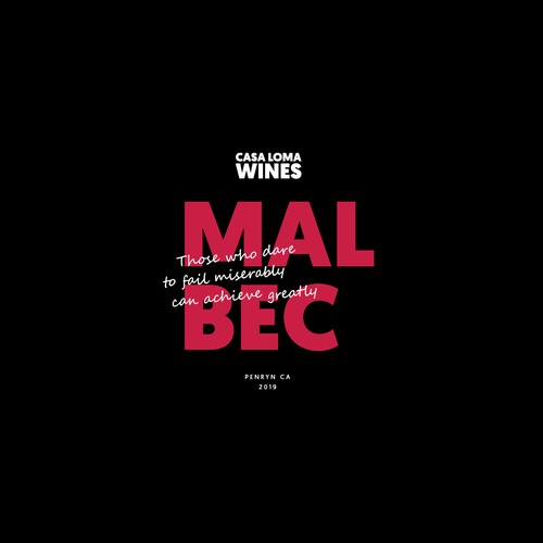 Bold design for a wine label.