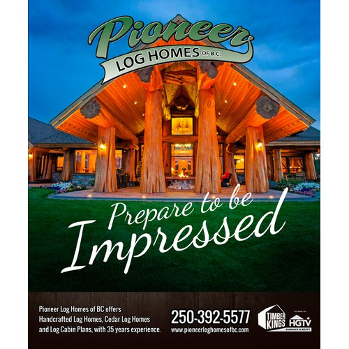 Magazine Ad Design showcasing our luxury log homes