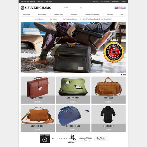 Re-design homepage for leather bags retailer