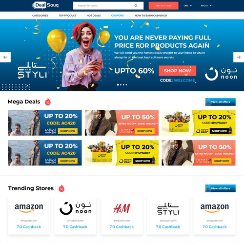 Home page design for dealsouq.com