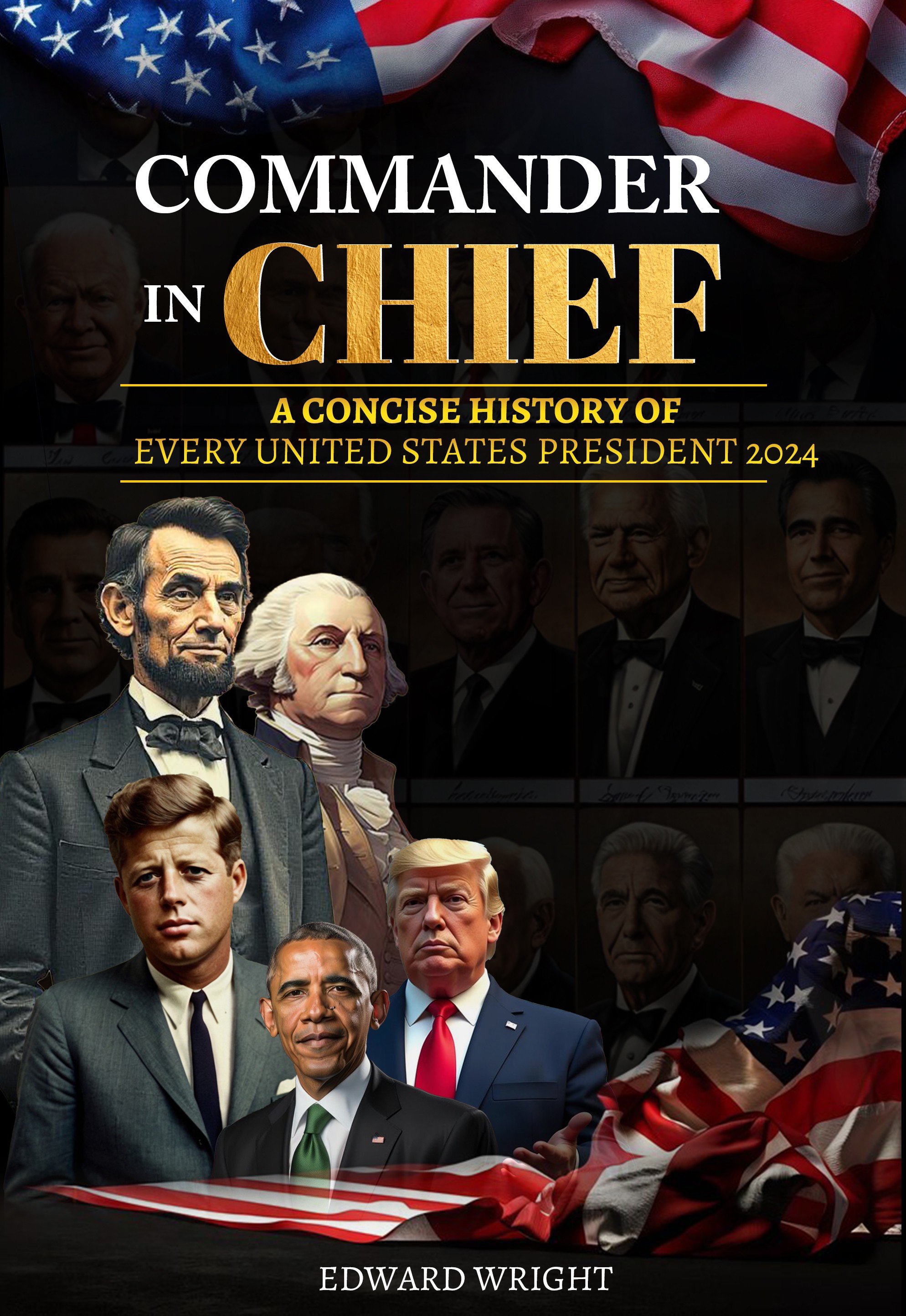 Regal book cover design for a presidential history book.