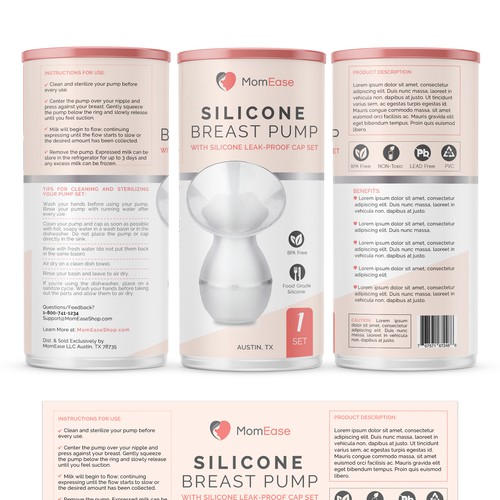 Silicone Breast Pump Label