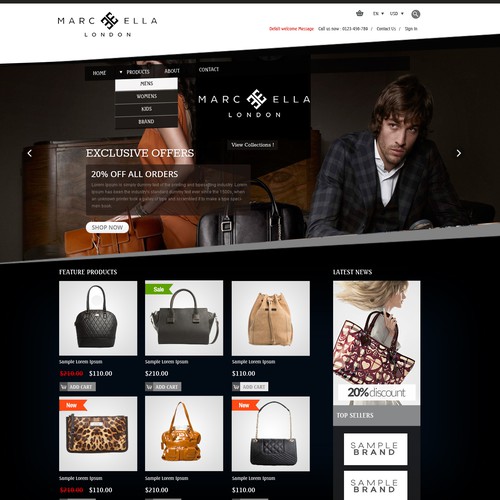 Luxury handbag brand -- website and online store