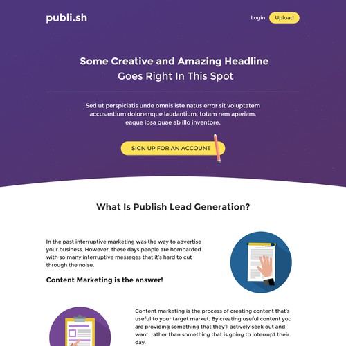 Concept for content marketing website