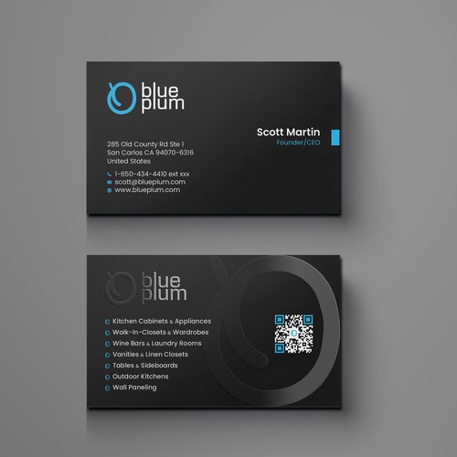 Blue Plum Black Minimal Business Card