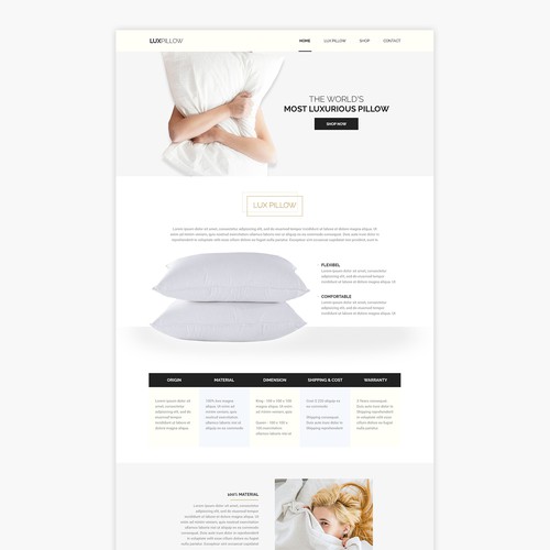 Elegant Lux Pillow Homepage