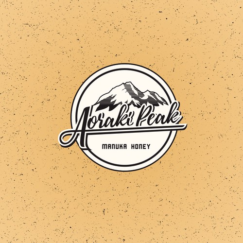 Emblem logo with wordmark type and M.Cook silhouette represents the Aoraki Peak.