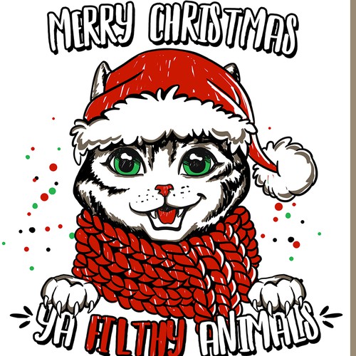 Merry Christmas Cat Theme Illustration