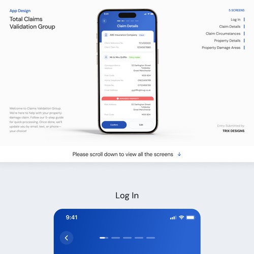 App design for a insurance claim company
