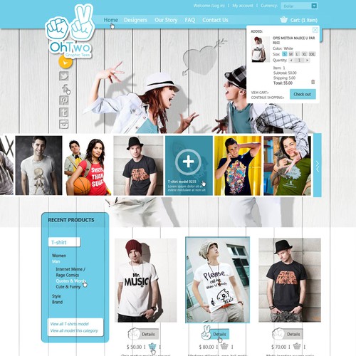 Website design for OhTwo Graphic Tees