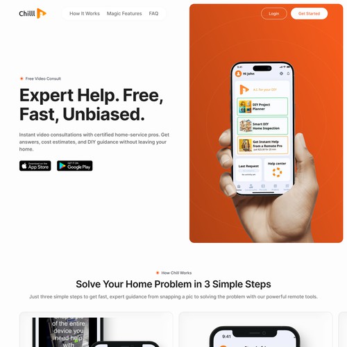 Mobile app landing