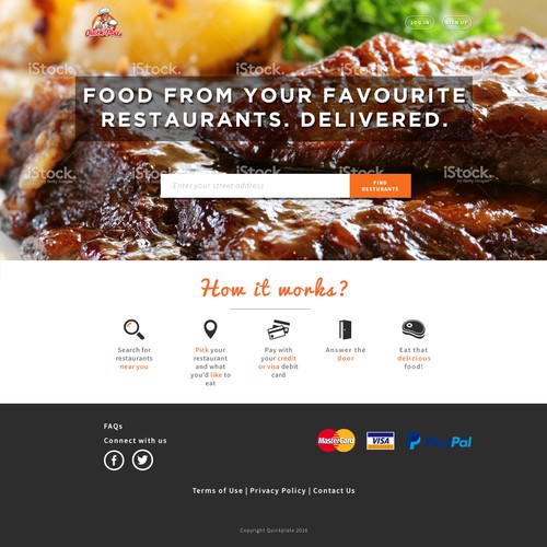 Landing Page design for Catering COmpany