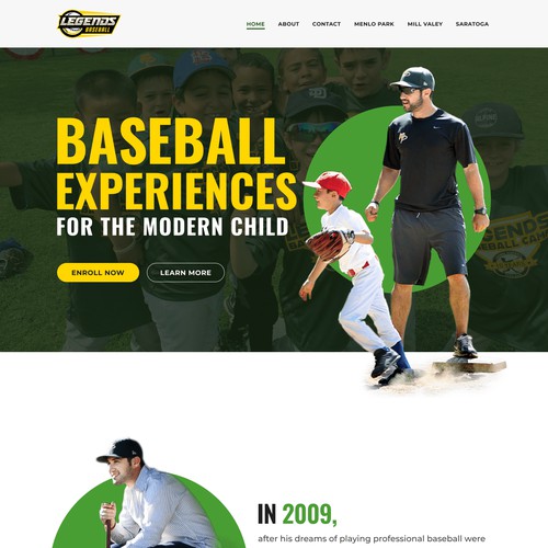 Website Design Concept for Legends Baseball