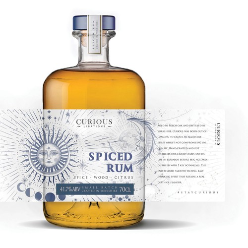 curious spiced rum label design