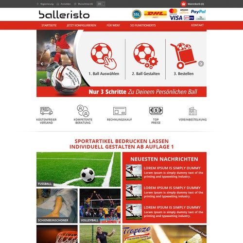 Balleristo Sports equipment website