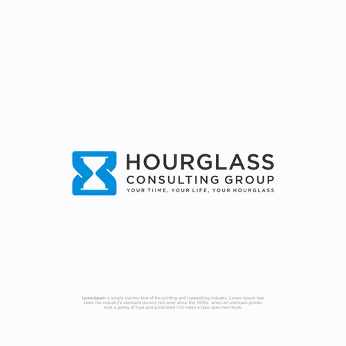 Design a cool logo with an Hourglass, illuminate Life is Short, Live with Purpose